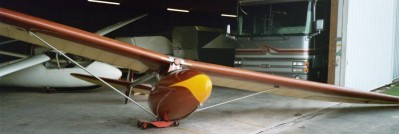 Full Scale Bowlus looking into hanger